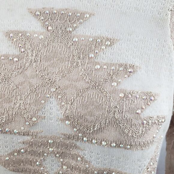 Daytrip cream and dusty rose mesh lace top medium - Picture 3 of 6